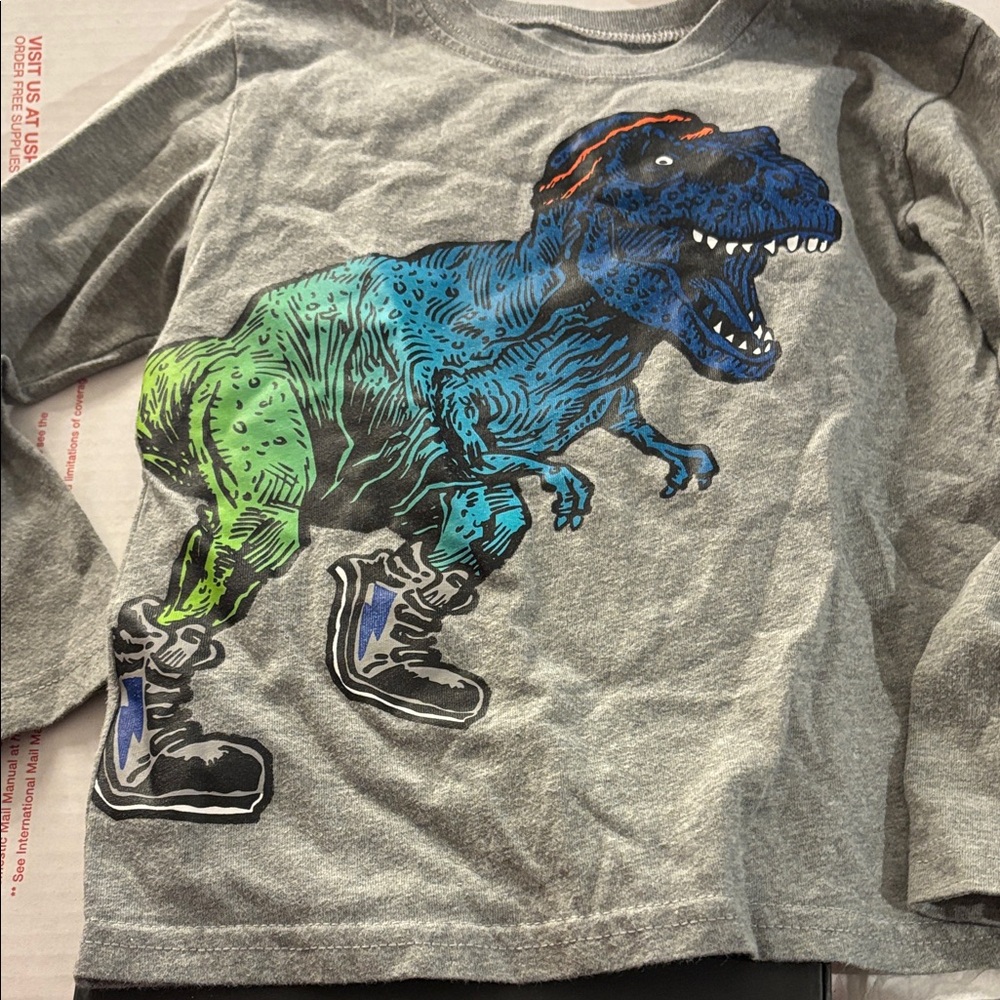 Garanimals Gray and Blue Dinosaur Long Sleeve Shirt 5T